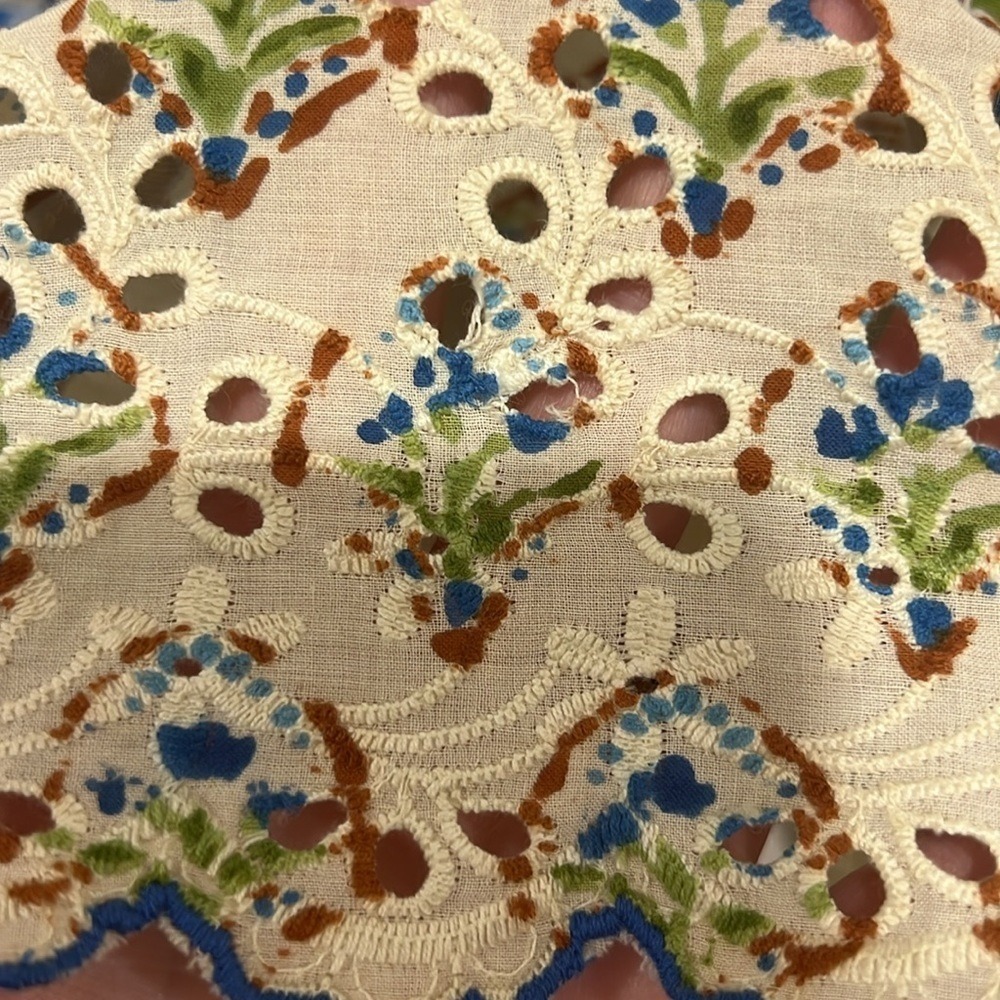 Elizabeth James The Label Karma Dress Eyelet Smocked Cotton Womens Size Medium - Picture 7 of 10